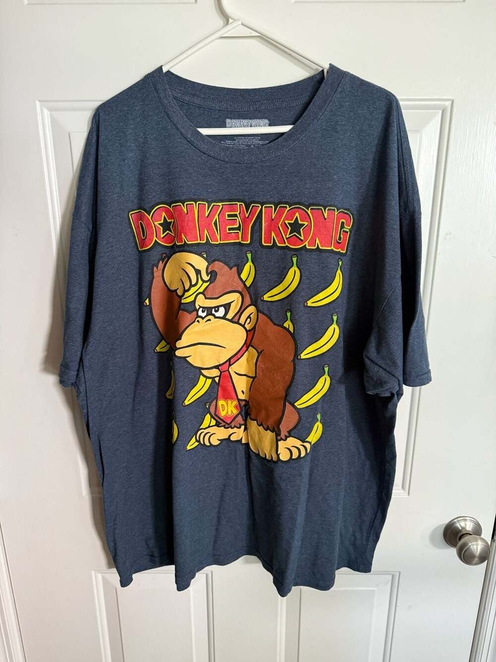 Donkey Kong Going Bananas Graphic T-Shirt Heather Navy Size 3XL